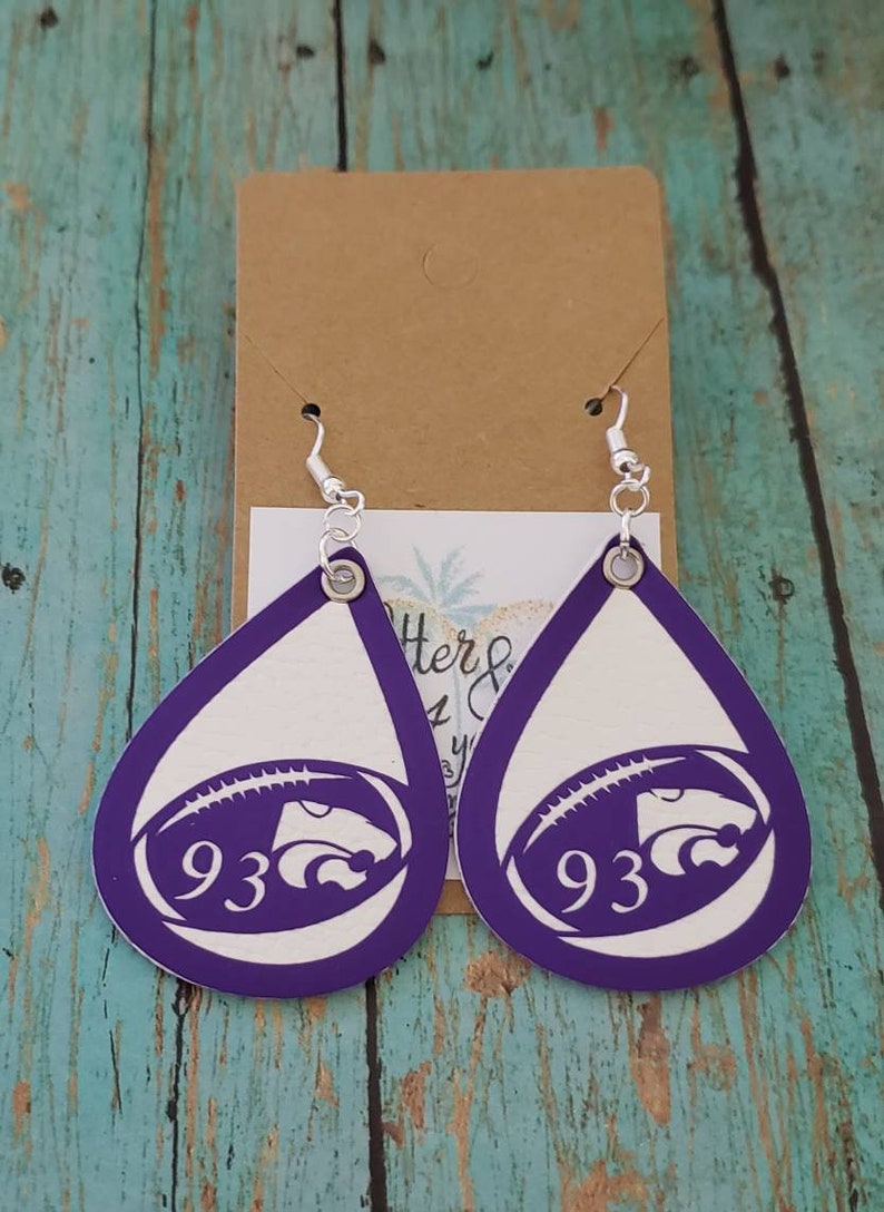Pendientes de cuero personalizados con diseño de balón de fútbol, pendientes con la mascota del equipo. imagen 3