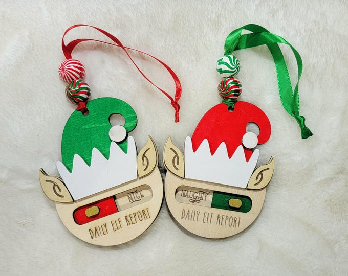 Daily Elf Report Ornament, Christmas Ornament, Elf on the Shelf, Elf Ornament