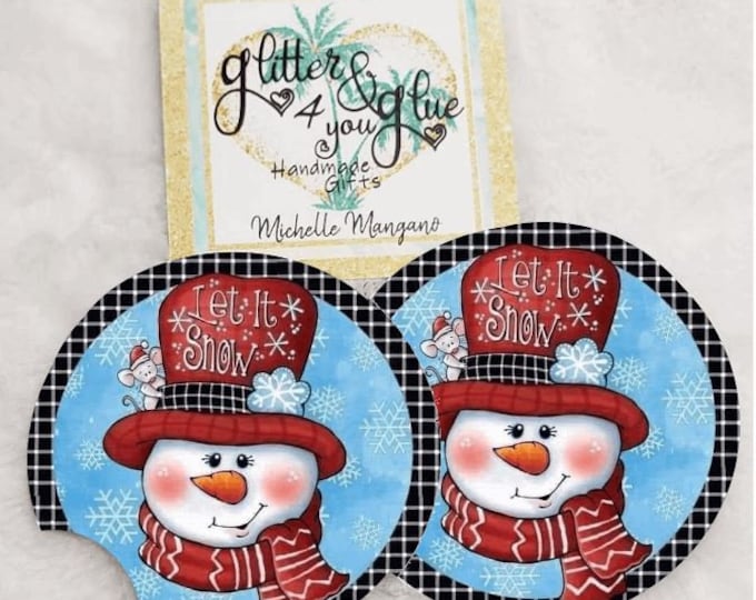 Snowman Christmas Neoprene Car Coasters