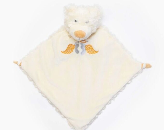 Cubby Blankie Angel Bear Blank, Keepsake Security Blanket, Baby Gift, birth announcement, birth stats, Snuggie