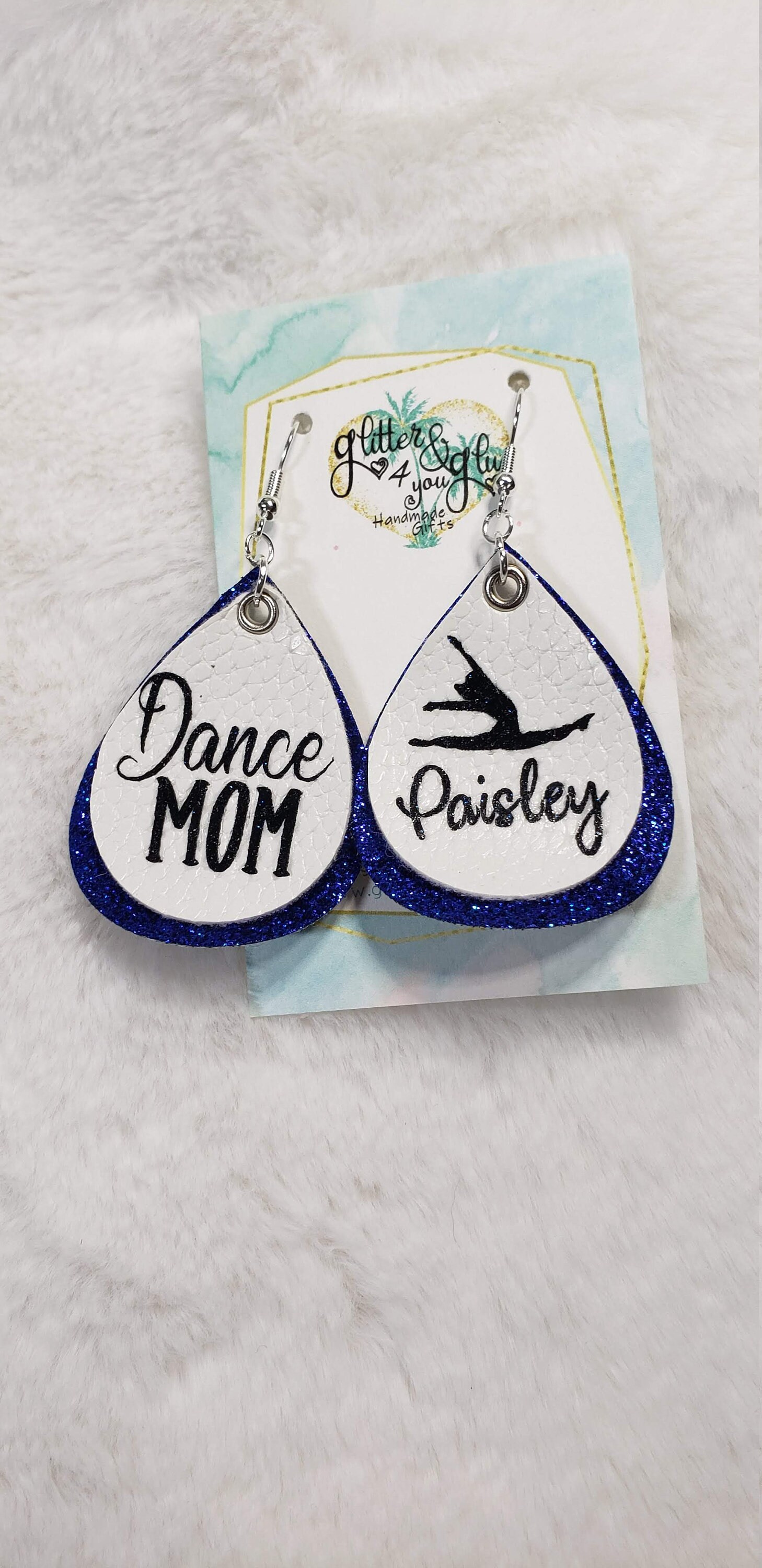 Dance Mom Personalized Leather Earrings, Custom Dance Leather Earrings
