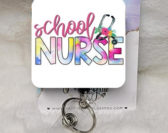 School Nurse Badge Reel, Interchangeable Sublimated ID Holder, Medical Office Accessory