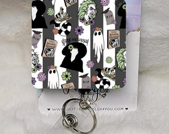 Halloween Ghost, Witch, Badge Reel, Retractable Interchangeable Custom Badge, ID Badge