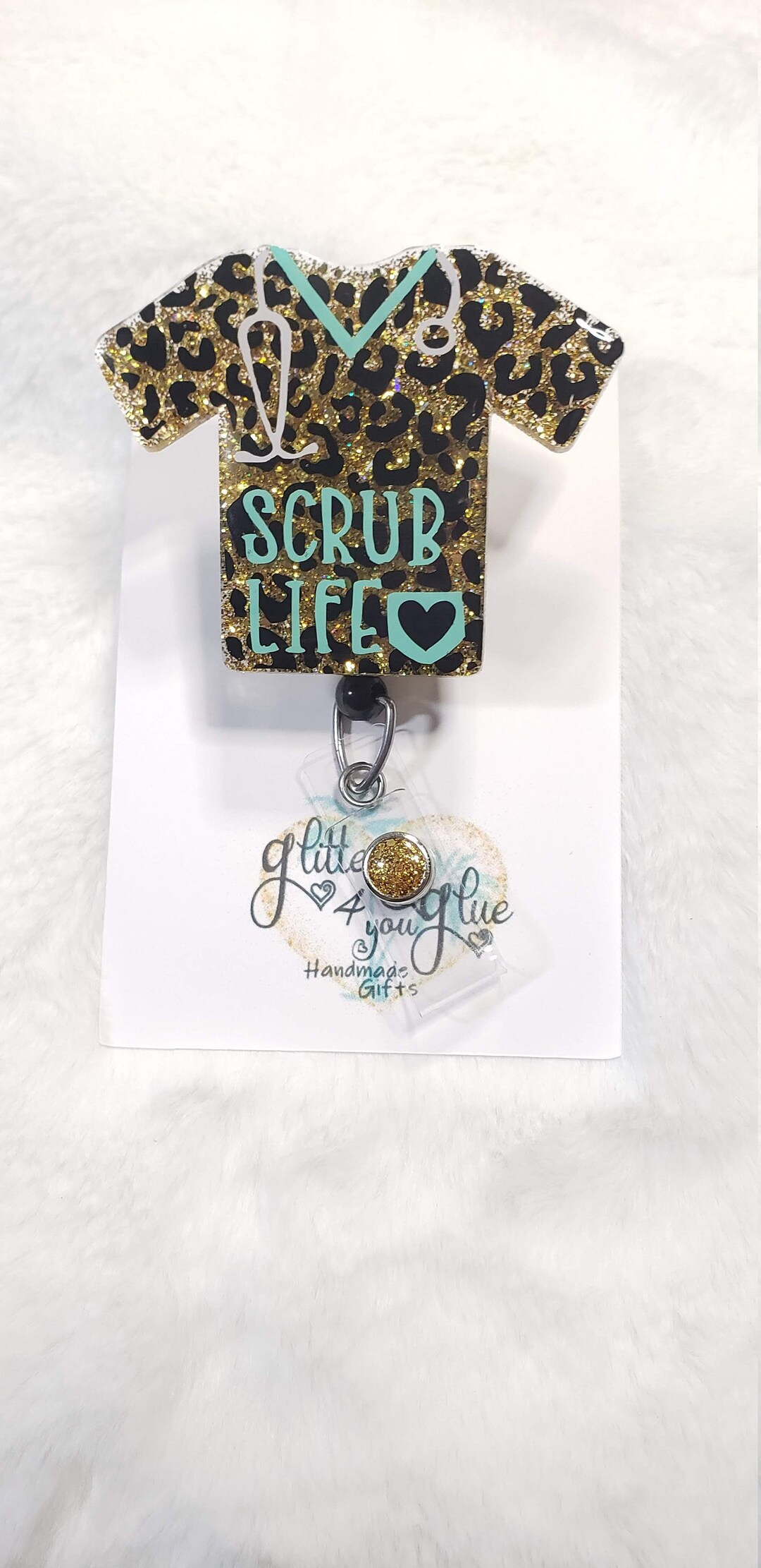 Leopard Print Scrub Life Badge Reel, Interchangeable Retractable ID ...