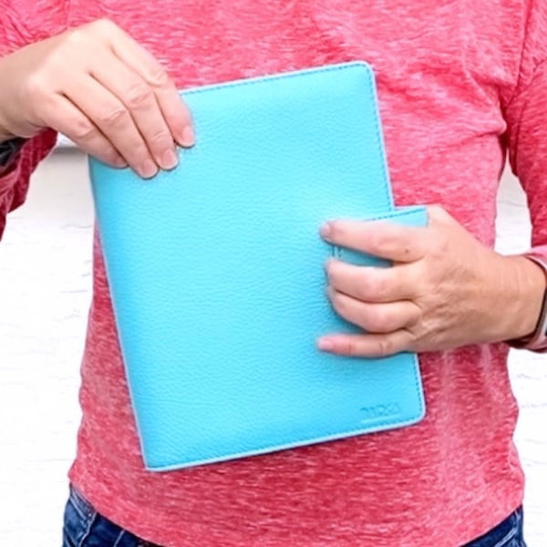 HANDMADE RING BINDER Turquoise Leather Din A5 , 6 Ring Binder, Timeless And Professional Organizer For All Your Documents And Materials
