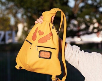 YELLOW BACKPACK, SPECIAL Edition, Beautiful Lightweight Travel Backpack Made Of Leather With An Elegant Design