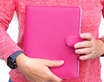 Pink Leather A5 Binder: Handmade Italian 6-Ring Organizer