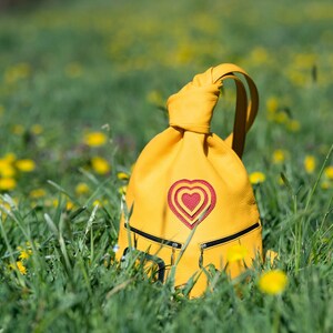 YELLOW BACKPACK, RED Heart Backpack, Premium Leather Backpack Durable And Stylish For Everyday Use image 3