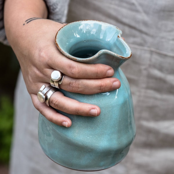 Turquoise Carafe, Water Carafe, Bedside Carafe, Ceramic Wine Carafe