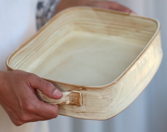 Ceramic baking dish, White Baking Dish, Large Stoneware Casserole dish, wedding gift ideas