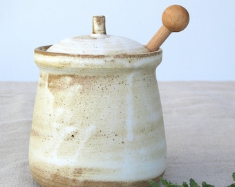 Ceramic Honey Jar / Pottery Salt Cellar / Stoneware Jar With Lid