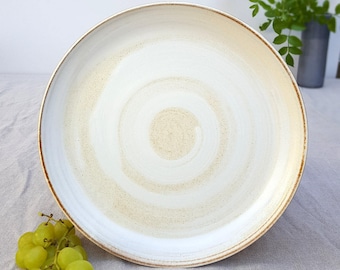 Keramische plaat, diner borden set, witte borden, salade plaat, keramische plaat set, decoratieve plaat, handgemaakte plaat, housewarming cadeau, aardewerk