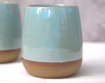 Turquoise Pottery Mug, Round Ceramic Mug, Ceramic Coffee Mug, Rustic Tumbler