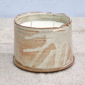 Rustic Hand Poured Ceramic Scented Candle, Aromatherapy Ceramic Candle image 1