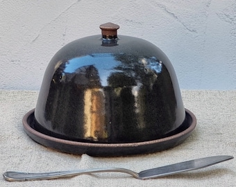 Black Pottery Butter Dish