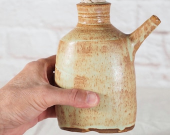 Rustic Stoneware Olive Oil bottle, Pottery Oil Pourer