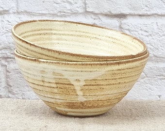 White Pottery Breakfast Bowl, Rustic Pottery soup Bowl, Stoneware Personal Bowl