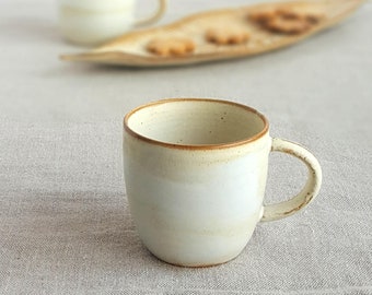 Espresso Mug, White Mug, Ceramic Mug, Handmade Coffee Mug, Coffee Lovers Gift, Ceramic Espresso Cup, Italy Espresso Cup, Rustic Coffee Mug