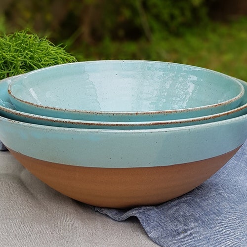 Nesting Bowls Ceramic Large Pottery Bowls Nesting Bowl Set Etsy