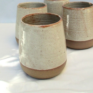 2 weiße Keramik-Tassen-Set, Keramik-Kaffeebecher