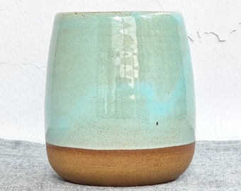 Turquoise Pottery Mug, Round Ceramic Mug, Ceramic Coffee Mug, Rustic Tumbler