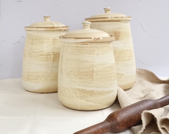 Pottery Canister Set, Farmhouse Canister