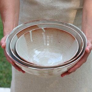 large nesting pottery bowls image 4