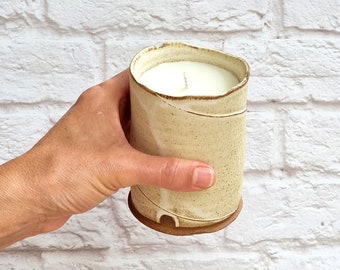 Ceramic Scented Candle,  Rustic Hand Poured Candle