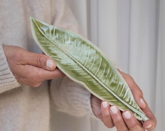 Sea-Foam Green Ceramic Leaf Ring Dish, Mother's Day Gift