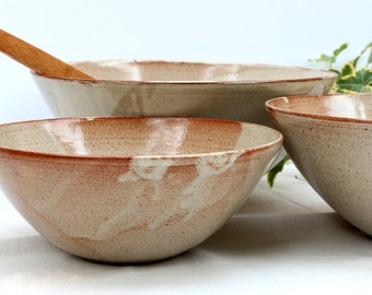 large nesting pottery bowls