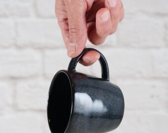 Handmade Black Ceramic Espresso Mug, Rustic Coffee Cup, Housewarming Gift
