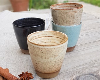 4 Cappuccino Cups Set, Tumbler Mug Set of 4, Ceramic Cappuccino Cups