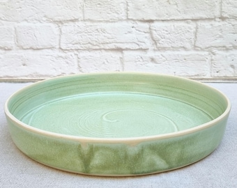 Seafoam green Shallow Round Baking Dish, Oven to Table Minimalist Baking Plate