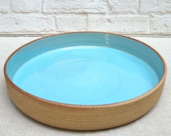 Turquoise Stoneware Baking Dish, 11" Rustic Round Handmade Dish