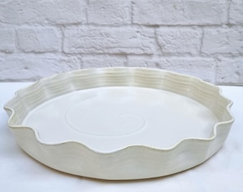 Handmade Ceramic Pie Plate (11.5 inch), Pottery Fluted Baking Dish