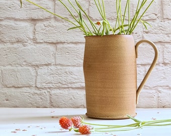 Handmade Stoneware Farmhouse Pitcher, Turquoise Glaze, 27 oz