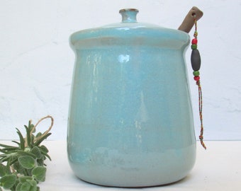 Salt Cellar With Lid, Ceramic Honey Jar, Pottery Sugar Jar