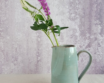 Ceramic Pitcher Vase, Farmhouse Ceramic Pitcher, cottagecore decor