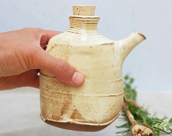 8 oz Ceramic Oil Bottle, Olive Oil Bottle, Ceramic Oil Dispenser, Oil and Vinegar Set, Soy Sauce Bottle