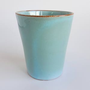Turquoise Pottery Mug, Ceramic Coffee Mug Tumbler, Light Blue Tumbler, Coffee Tumbler, Ceramic Tumbler, Wine Tumbler, Handmade Coffee Mug image 3