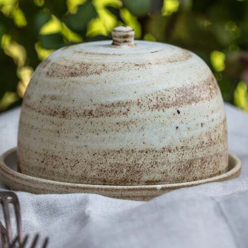 Round Butter Dish With Lid Ceramic Cheese Keeper Handmade Etsy