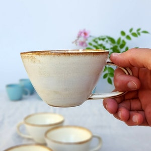 Cappuccino Cup, Rustic Coffee Mug, White Ceramic Mug image 3