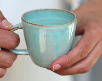 Pottery Mug Handmade, Coffee Lover Gift, Pottery Coffee Mug, Ceramic Espresso Cup, Ceramic Mug, Turquoise Mug, Italy Espresso Cup