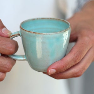 Pottery Mug Handmade, Coffee Lover Gift, Pottery Coffee Mug, Ceramic Espresso Cup, Ceramic Mug, Turquoise Mug, Italy Espresso Cup