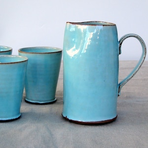 Water Pitcher, Ceramic Pitcher, Water Jug, Ceramic Jug, Iced Tea Pitcher, Juice Pitcher, Blue Pitcher