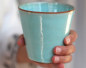 Turquoise Pottery mug, Large Coffee Mug, Rustic Pottery Mugs, Handmade ceramic cup, Pottery Gift, Housewarming Gift, Ceramic Tumbler