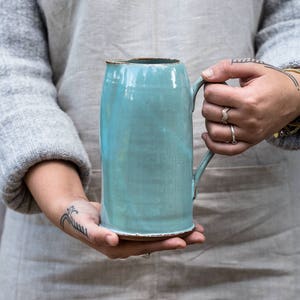 Pottery Pitcher Handmade, Water Pitcher, Ceramic Pitcher, Wine Pitcher, Light Blue Pitcher, Stoneware Pitcher, Handmade Pitcher, Gift Idea