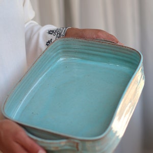 Large Ceramic Dish, Casserole dish, New Home Gift, Ceramic wedding gift, Ceramic new home gift Turquoise