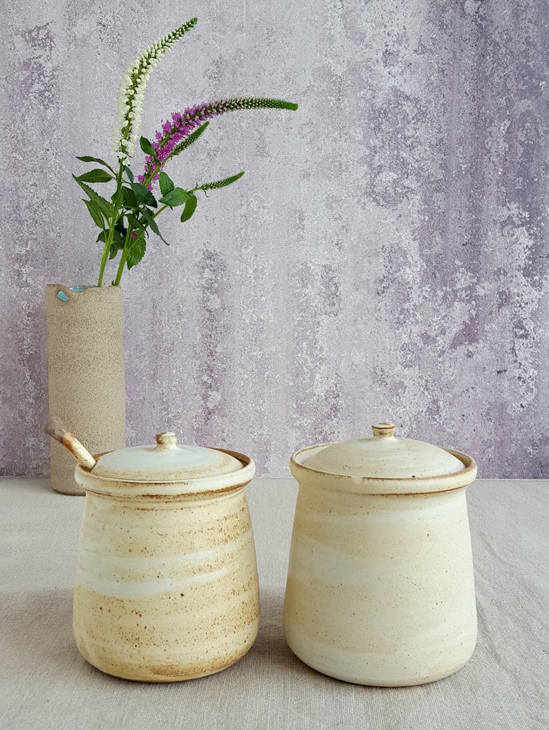 Ceramic Honey Jar Ceramic Salt Cellar Sugar Jar Rustic Etsy