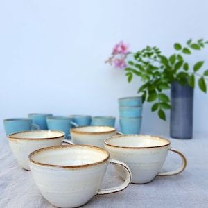 Cappuccino Cup, Rustic Coffee Mug, White Ceramic Mug image 2